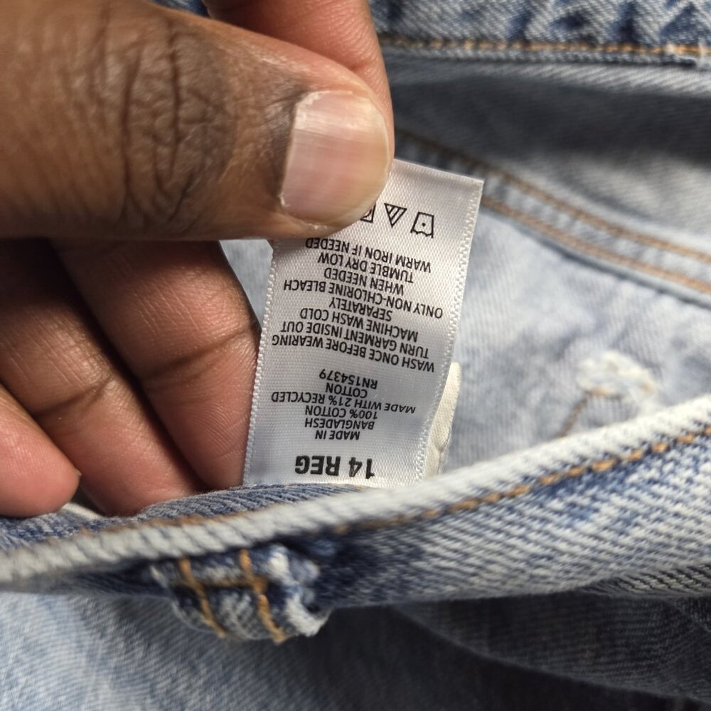 Aeropostale Jeans Womens 14 High Rise Baggy Denim Distressed Medium Wash - Picture 3 of 8